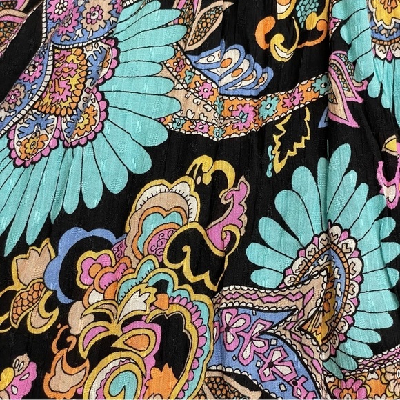 Haute Hippie Black & Blue Bright Floral Print Button Front High Low Maxi Skirt - Picture 11 of 11